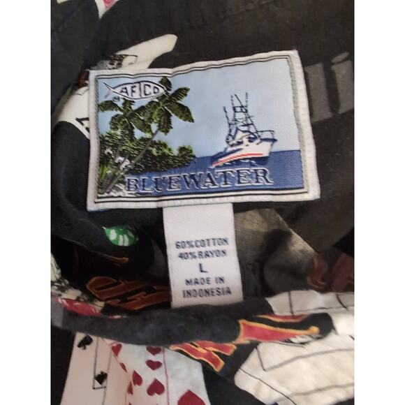 Blue water Men's Card Game Button Down Shirt Size Large(223) - Picture 7 of 8